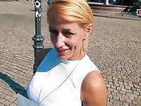 German blonde tattoo fitness slut picked up on street