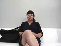 Round dark-haired with ginormous, all-natural bosoms, Zdena throated a stranger's lollipop during a porno vid audition