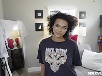 Deathly teen with curly hair, nice riding display before swallowing