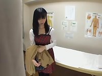 Adorable hairy Jap fingered in erotic massage clip