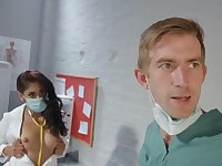 Lustful doctor and nurse osculate in every direction hard-cover and have sex