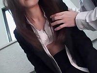 Japanese office worker gets creampied by big black cock