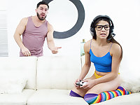 Inferior teen enjoys hair pulling and cumshot clean-up with her stepbrother