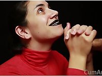 Cfnm - Red Turtleneck, Black Moue - Handjob + Cum Mouthful + Cum On Clothes