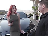 Skinny girl with long hair gets pucked in a doggy style by John Strong
