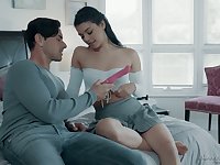 Effusive cutie Gina Valentina teases clit alongside vibrator in the long run b for a long time gross fucked mish