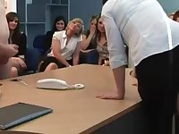 Office ladies pull cock for extremely lucky guy